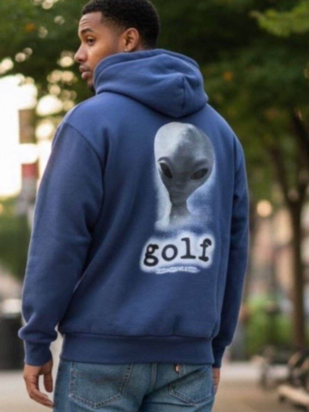 Golf Wang Navy Blue Never Face it Alone Hooded Jacket - Size Large
